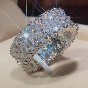 925 Sterling Silver 9mm Full Shiny Perfect Pear Cut Ring